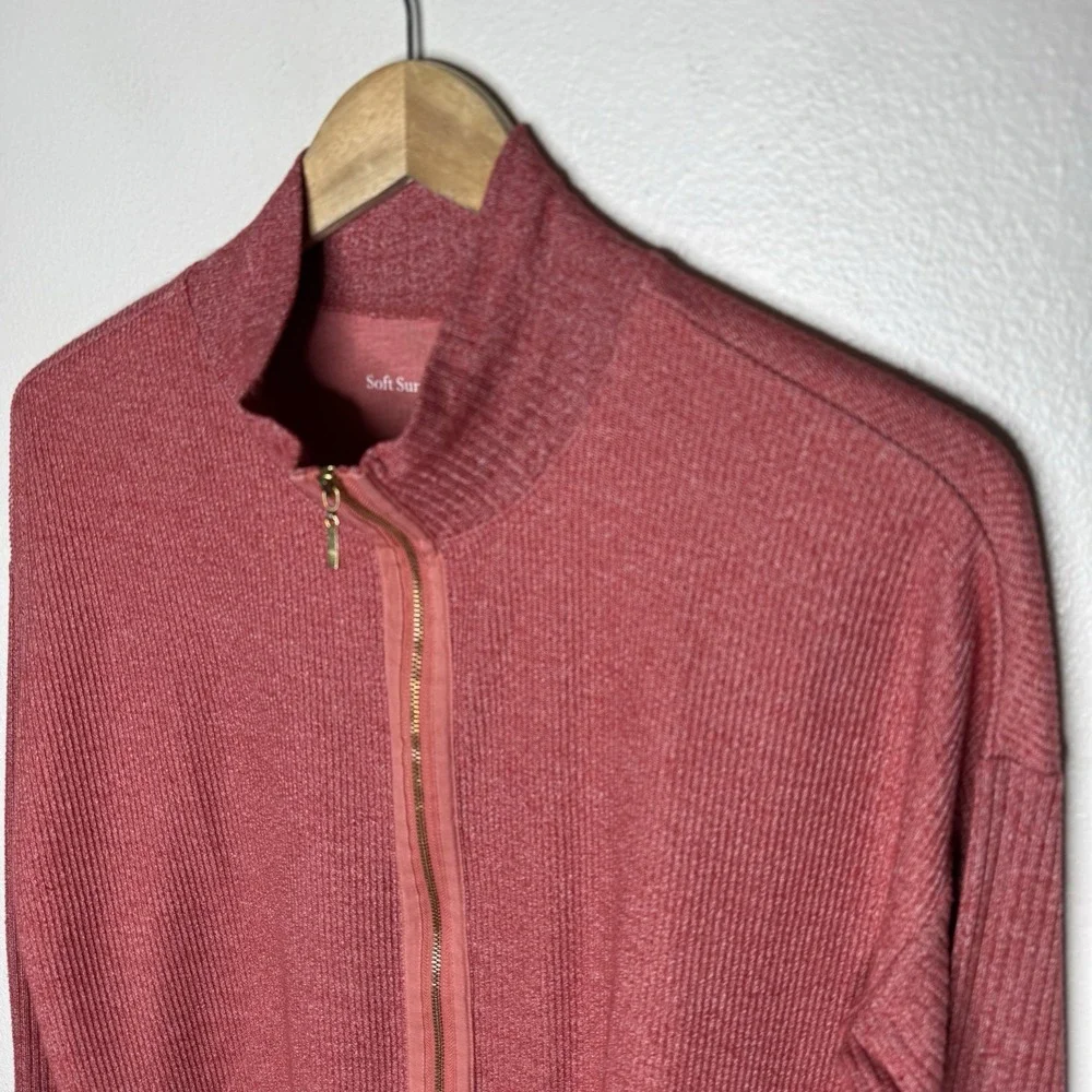 Soft Surroundings Lhami Full‎ Zip Ribbed Cardigan Womens Large Sweater Mock Neck